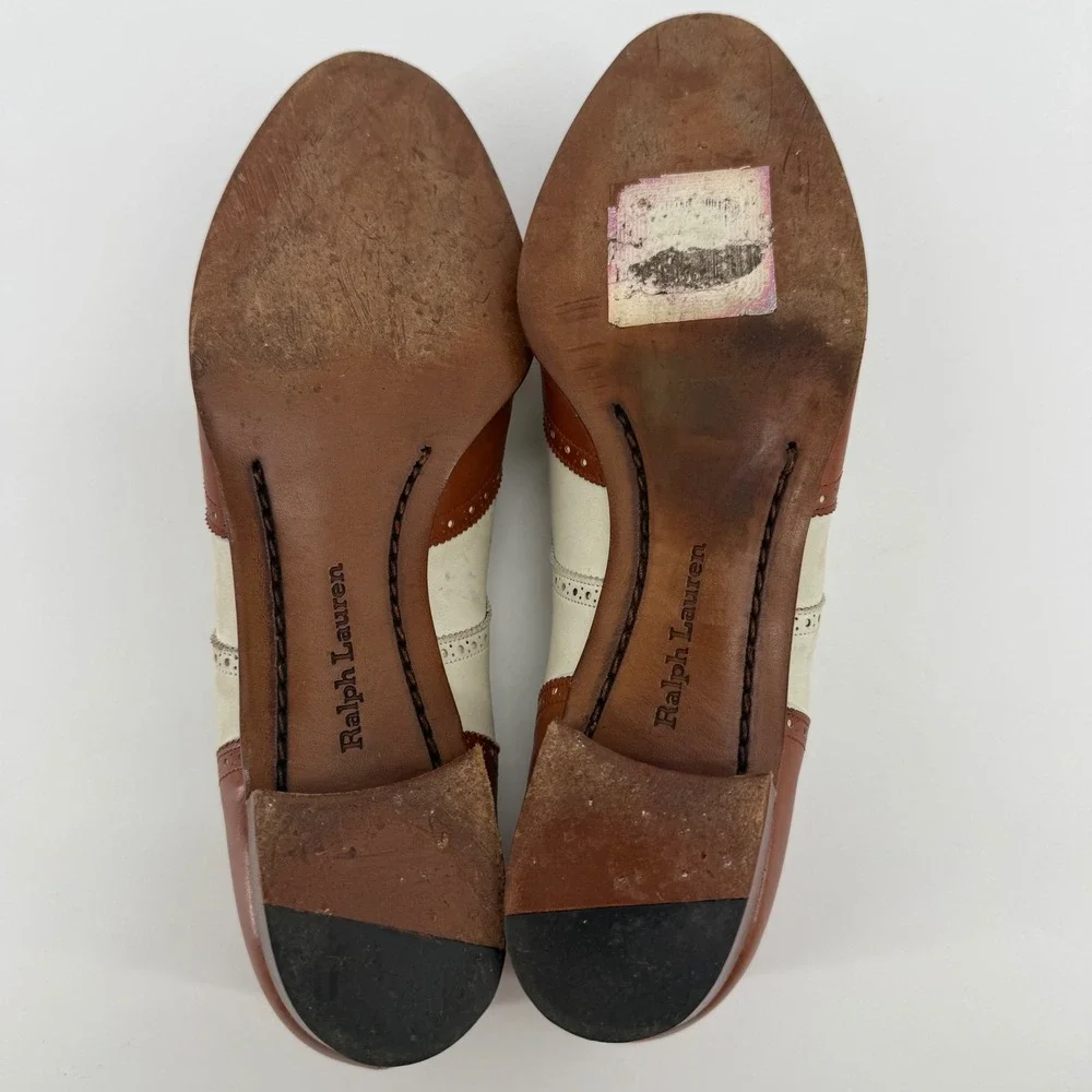 Vintage Polo Ralph Lauren Wingtip Oxfords Womens Size 7.5 AA Made In Italy